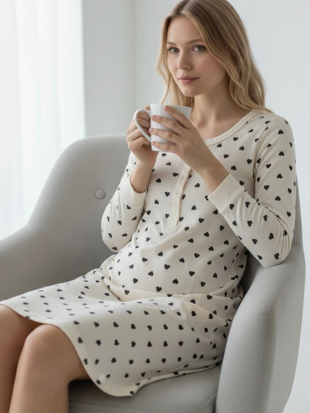 Hanna Andersson Organic Cotton Henley Sleep Dress Nightgown L Hearts Pockets